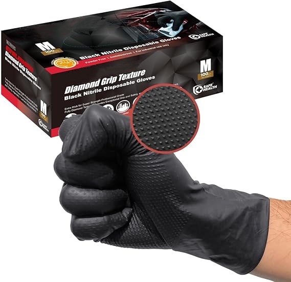 Nitrile Mechanic Glove - Gants en Nitrile noir jetables, gants