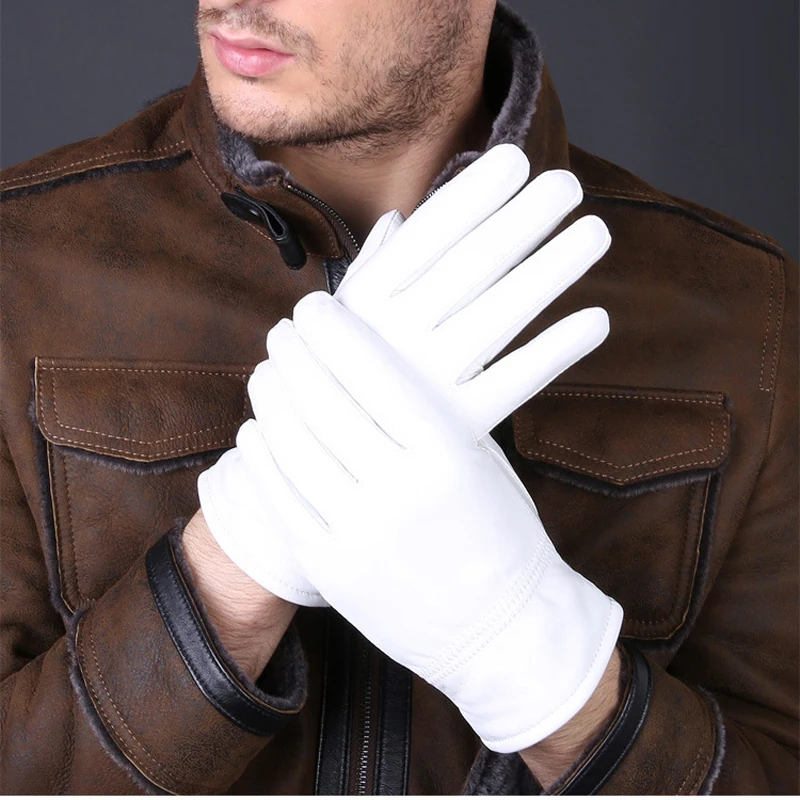 Gants blancs en cuir véritable - Leather Driving Glove avis et prix
