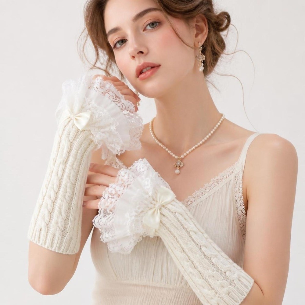 1 paire de manchettes en dente - Fingerless Glove Knit avis et prix