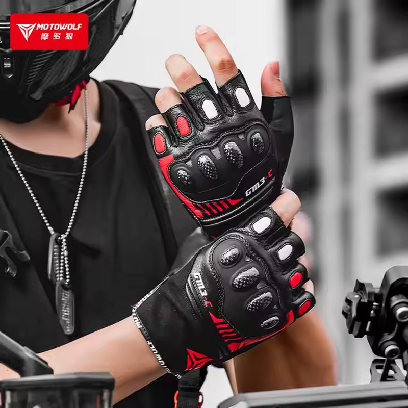 Gants de Moto demi-doigt en cu - Motorcycle Glove Knuckle avis et prix
